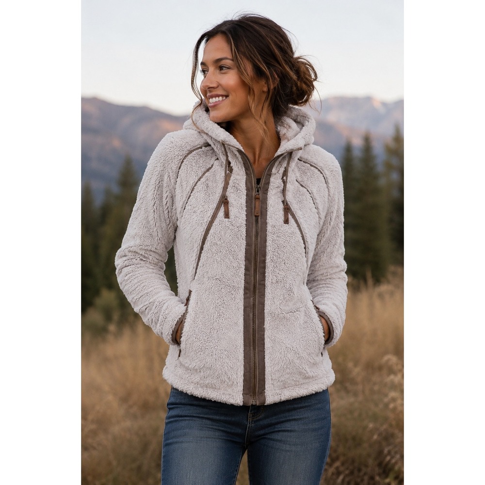 KUHL Flight Jacket in Stone Womens sz M Italian Fleece Thumb Loops‎